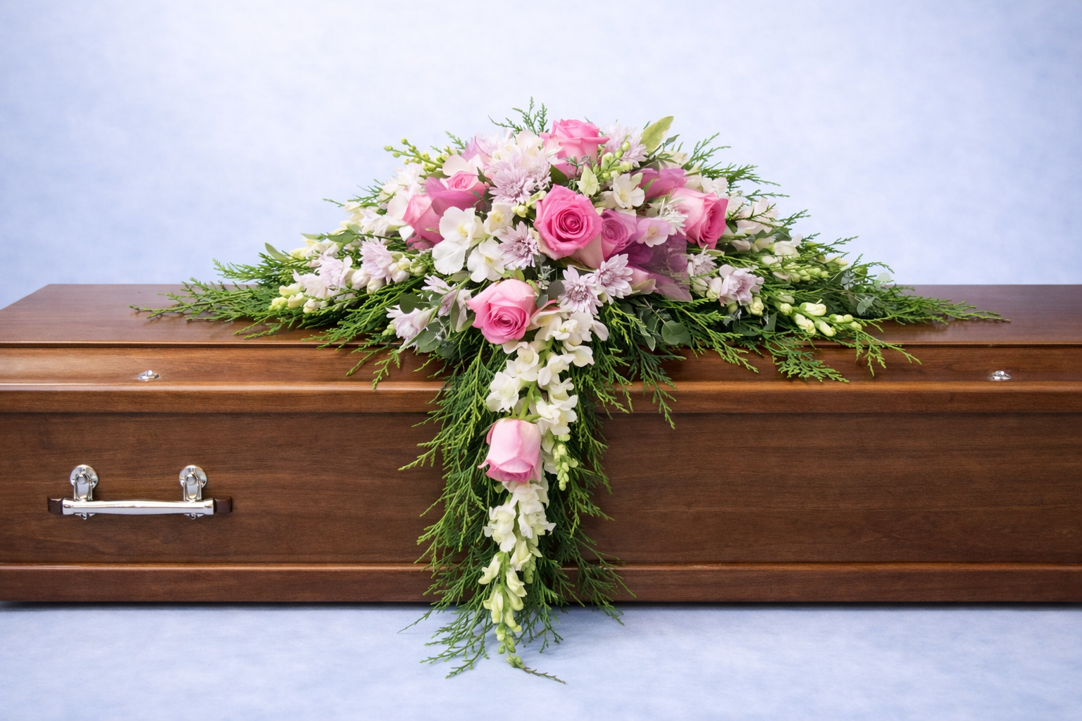 Floral funeral spray created by Emflowerment Florist Croydon, available for local funeral home and church delivery.